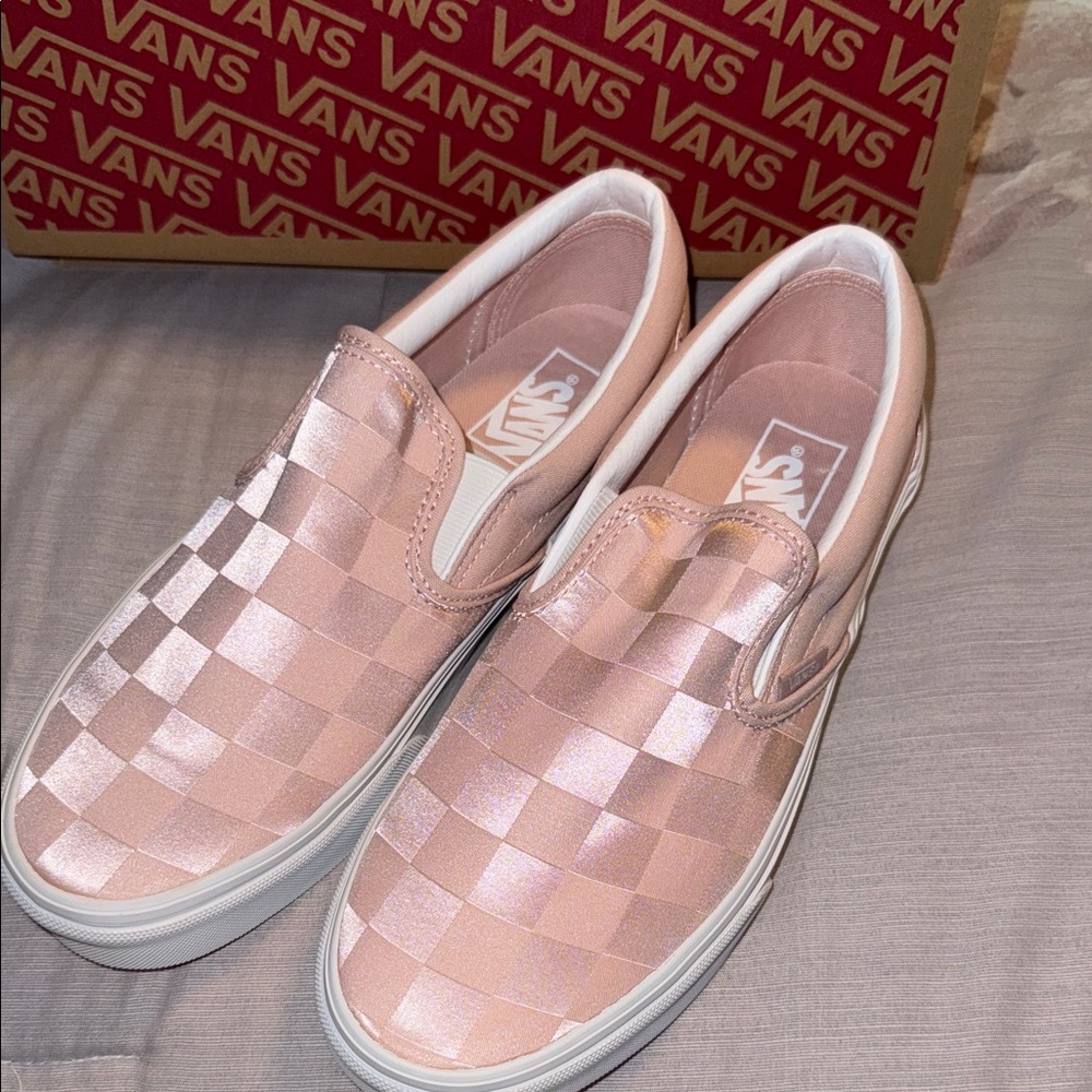 Vans Pink Checkered Slip-On Sneakers
